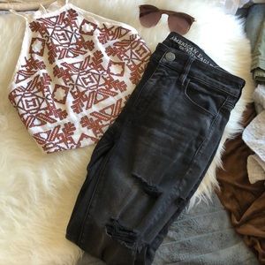 Black high waisted ripped skinny jeans